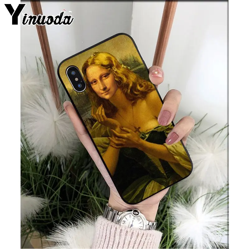 A13 Yinuoda Забавный чехол для телефона Mona Lisa Pet Cat TPU мягкий черный чехол для iphone 8 7 6 6S Plus 5 5S SE XR X XS MAX Coque Shell - Цвет: A13