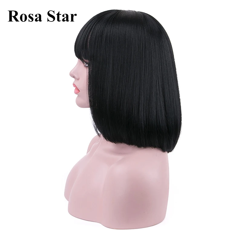 Rosa Star короткие прямые синтетические Боб парики женские с челкой для женщин