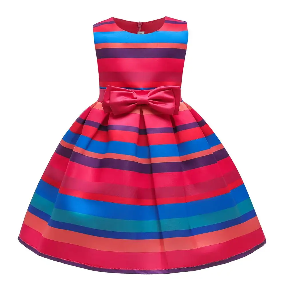 

Girls Dress Summer Stripe Kids Dresses For Girls Clothes Sleeveless Wedding Party Princess Dress Children Clothing 8 9 10 Years