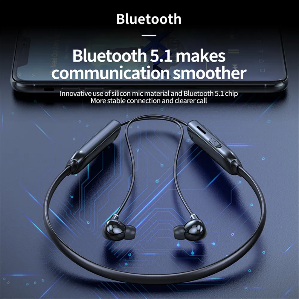 18 часов выносливость Bluetooth5.1 магнитные наушники 8D стерео сабвуфер подвесной