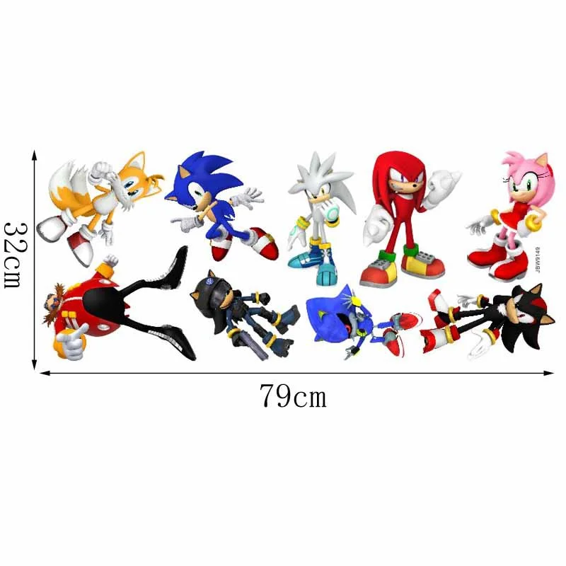 

New Sonic the Hedgehog Game Sticker Children's Cartoon Bedroom Background Wall Decoration Self-adhesive Wall Sticker PVC