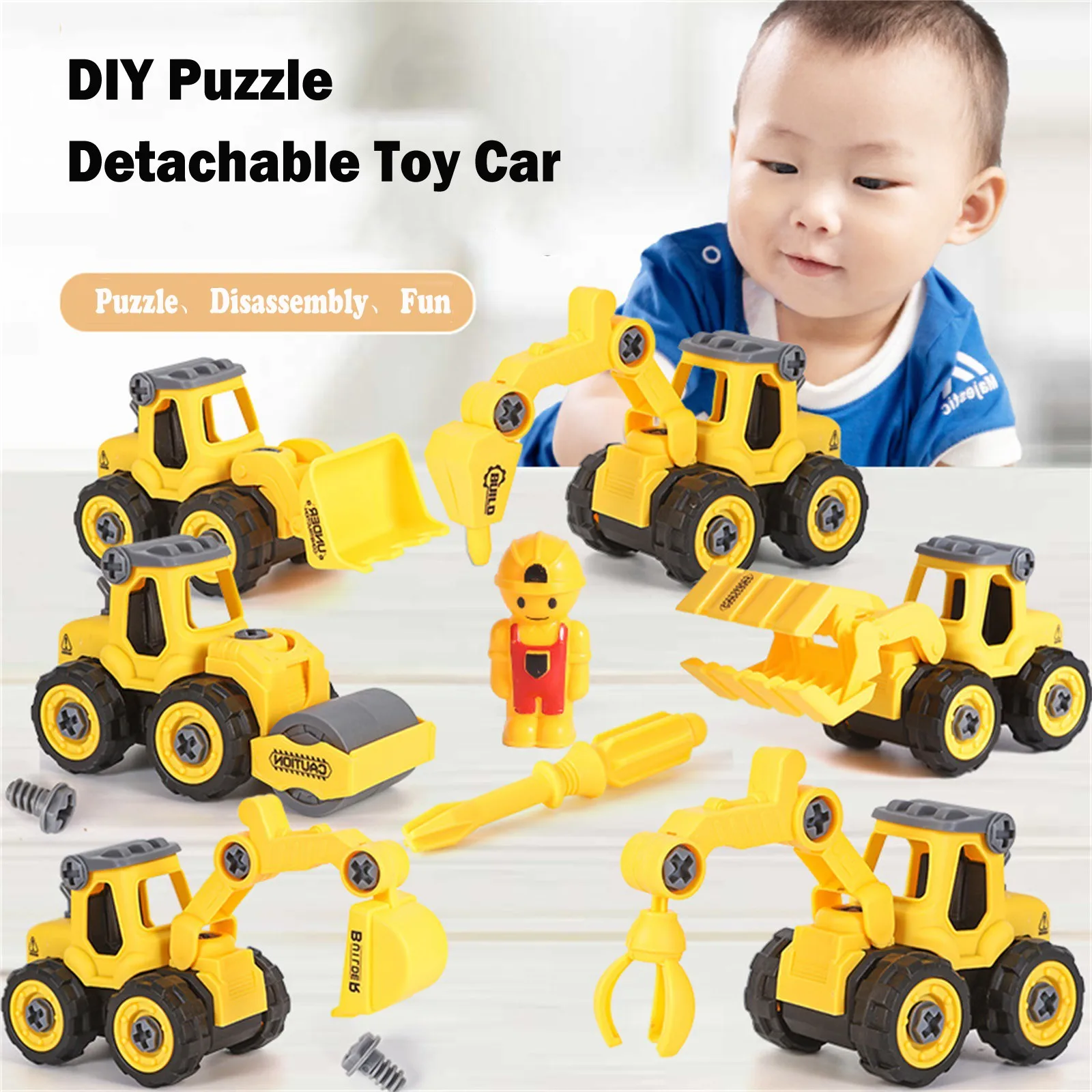 

6PC Children's Toy Big Truck Construction Vehicle DIY Detachable Construction Vehicle Combination Model Set игѬђки деей 40*