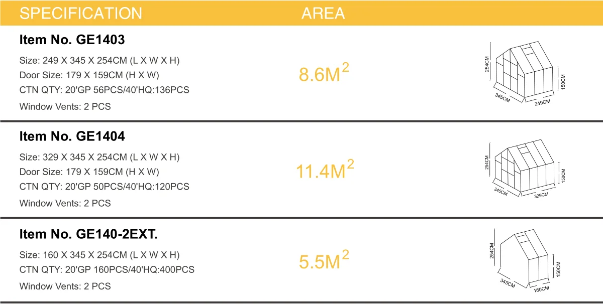 Алюминиевая оранжерея, черная с двойным стенным остеклением(10'x11. 3', 8.6m2, 6 мм полый ПК или 4 мм твердый шт