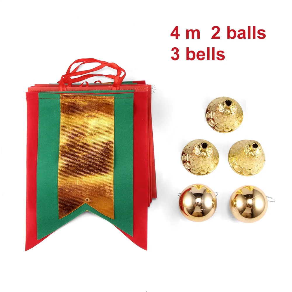 

Christmas Decoration Wave Flag Banner Balls Bells Hanging Garland Xmas Decor Festival Celebration Party Decorative Supplies