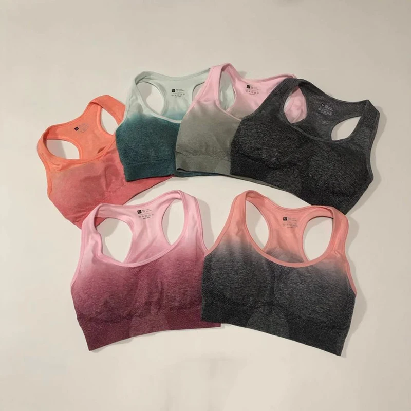 Новинка 2019 бесшовный спортивный бюстгальтер Ombre для фитнеса йоги Racerback топ со