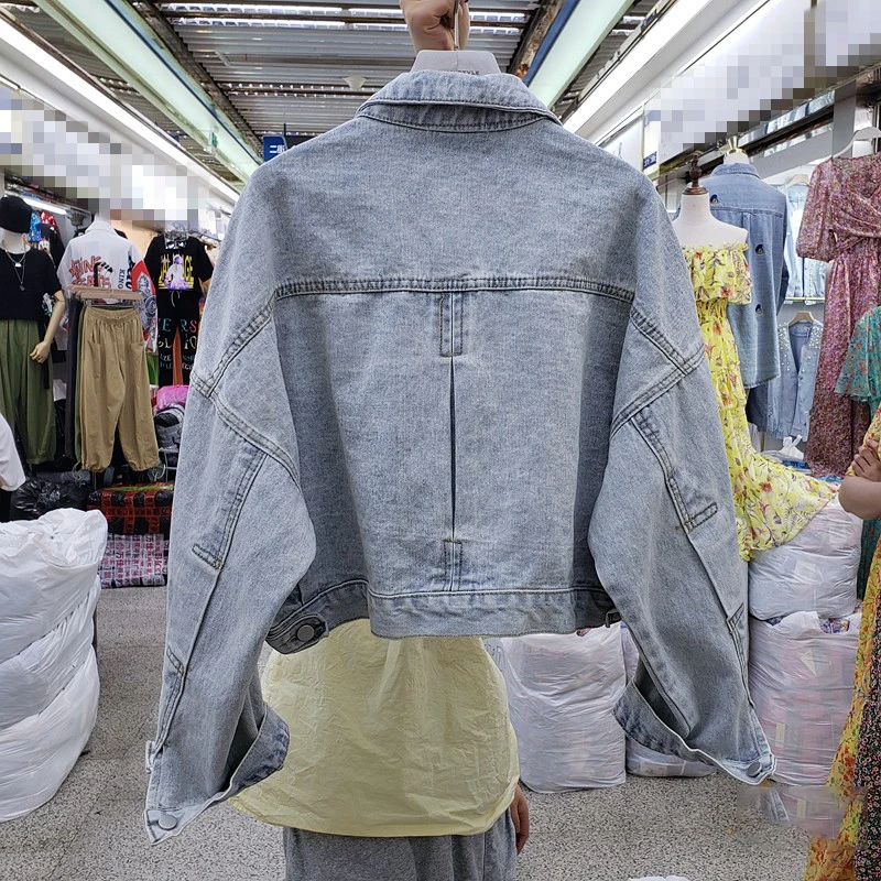 

Women Beading Lace Tassel Denim Jacket Womens Batwing Sequins Jackets Streetwear Female Loose Crop Jean Jacket Chamarras Mujer