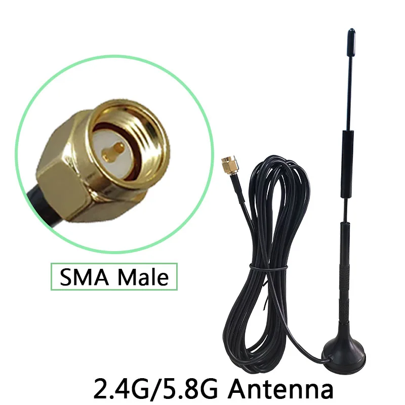 5 PCS 5.8G Wifi Antenna SMA Male 12dbi 2.4G high-gain antena magnetic base Sucker antenna 3 meters extension cable wi-fi router