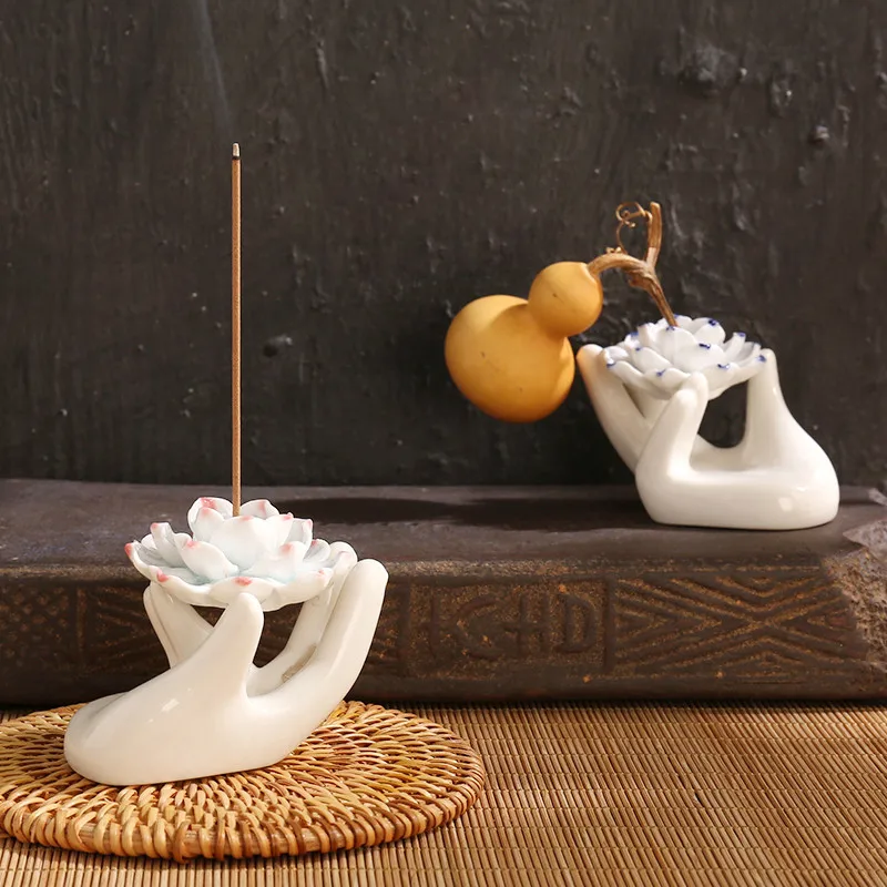 Керамическая курильница лотоса бергамота романтическая свечка буддийские