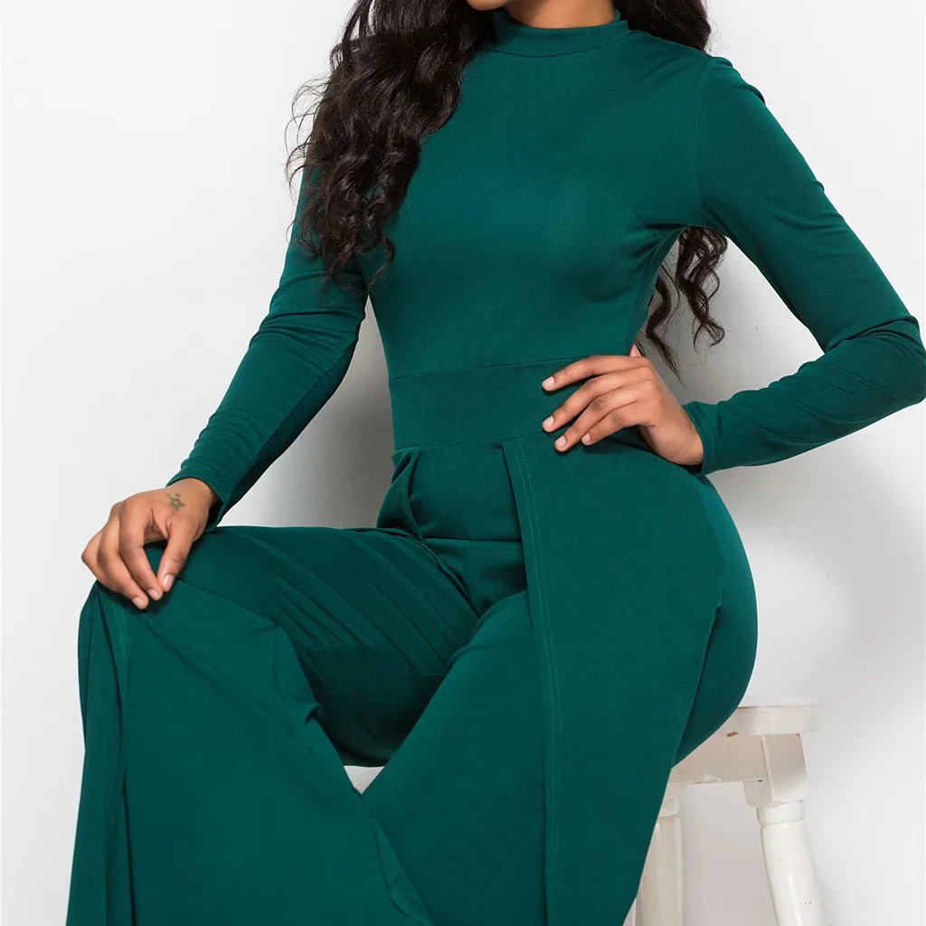 Комбинезоны для женщин офисный комбинезон с широкими штанинами однотонный