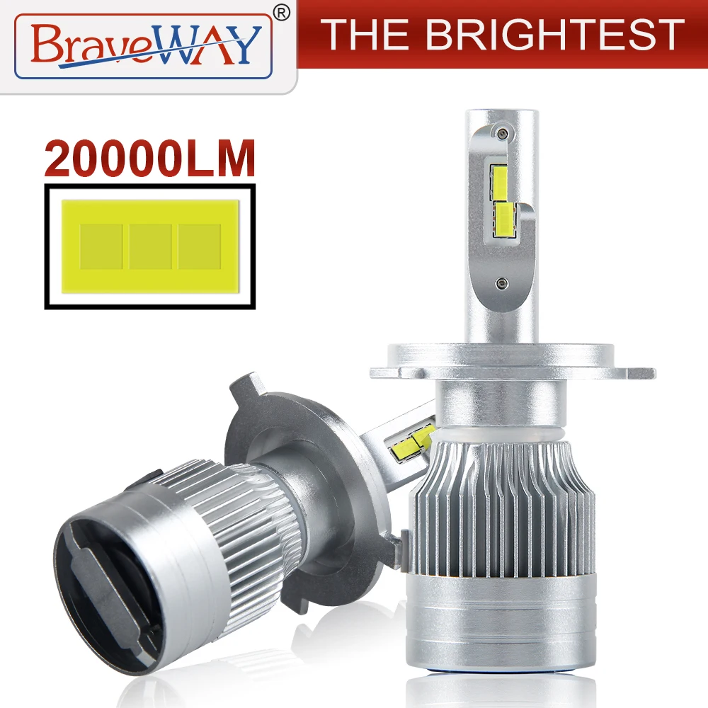 BraveWay 20000LM светодиодный авто лампы H1 H4 H8 H9 H11 HB3 HB4 9005 9006 головной светильник светодиодный H7 Canbus H11 H7 светодиодный лампы Светильник лампы для автомобилей