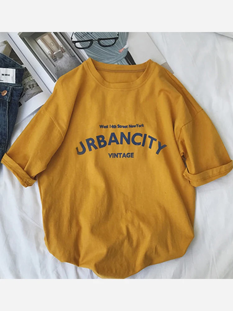 2020 Summer Letter T-Shirt Women Fashion Casual Short Sleeve Bottoming Loose O-Neck Streetwear Korean Pullover Female Top Tshirt | Женская