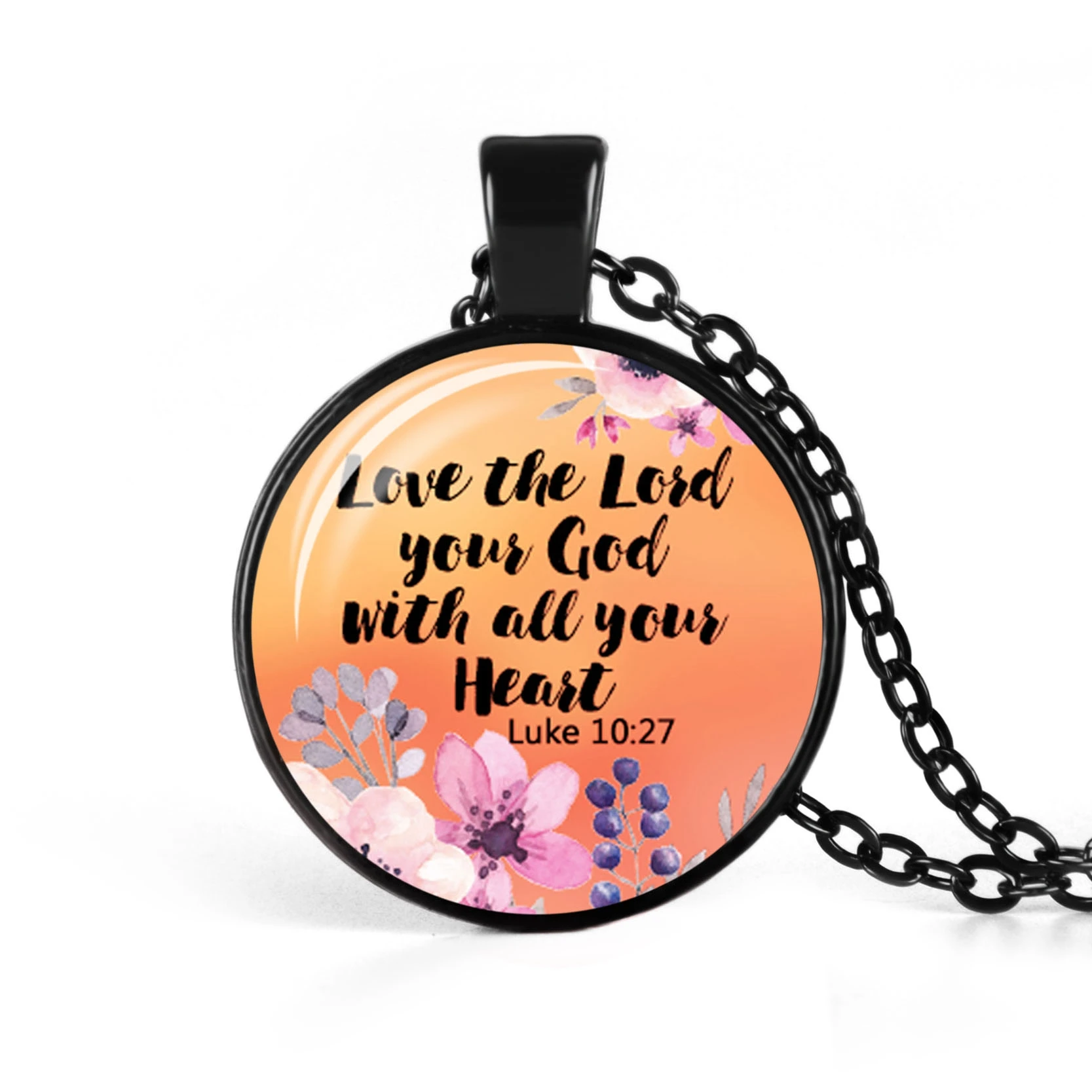 Черное ожерелье с текстом Библии и цитатой Бог удовлетворит все ваши потребности