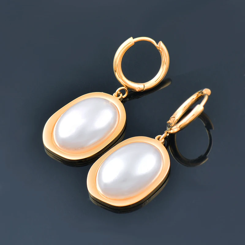 

LEEKER korea earrings Stainless steel earrings Pearl Earrings For Women Rose Gold Color Jewelry drop earrings 2021 trend 377 LK2