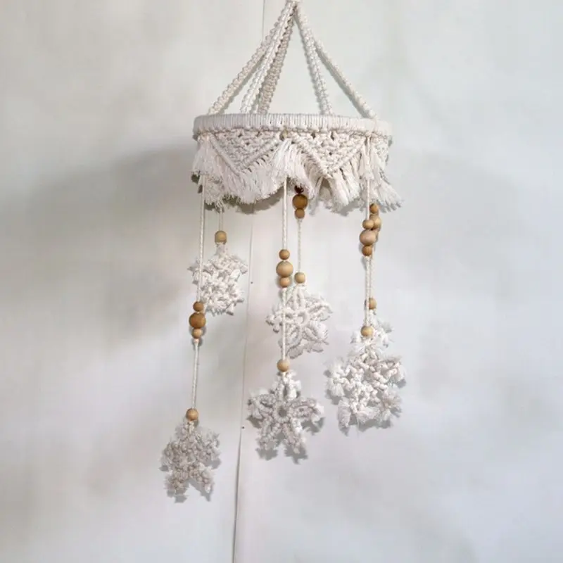 

Hand-woven Macrame Tapestry Baby Crib Mobile Wind Chime Kids Bed Hanging Rattle