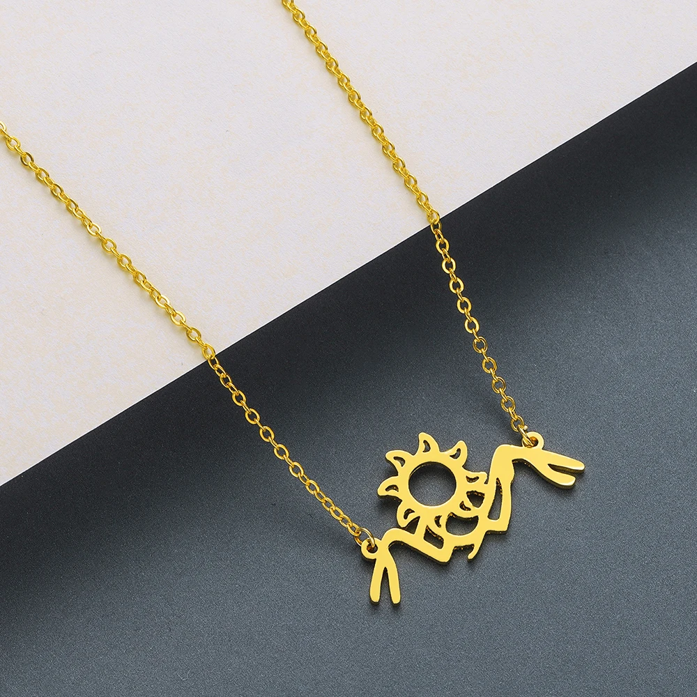 Геометрические Ожерелья Kinitial из нержавеющей стали для женщин и мужчин ажурный