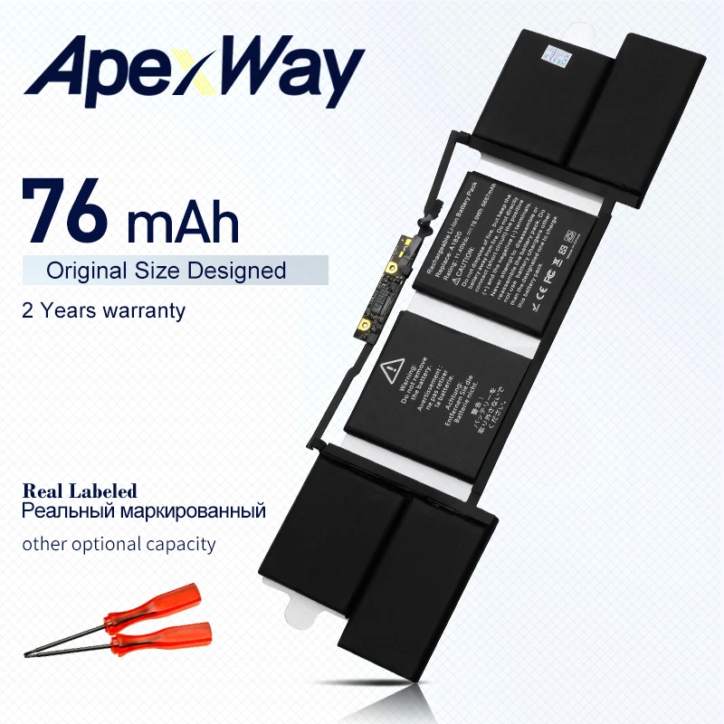 Аккумулятор ApexWay для ноутбука Apple MacBook 11 4 в 76 Вт/ч A1820 15 дюймов A1707 ( 2016 лет) |
