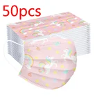 Маска одноразовая детская с милым принтом, 3-слойная, для Хэллоуина, косплея, петля для ушей, 50 шт.