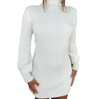 Джемпер женский осенне-зимний в полоску, с высоким воротом