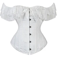 women corset sexy bustiers corset white wedding party korse lace see through waist slimming punk goth korset femme sexy corsage