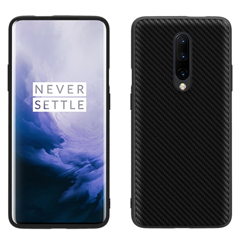 Для Oneplus 7 Pro Чехол из углеродного волокна, Кожаный противоударный чехол, силиконовый мягкий чехол с краями, чехол r для Oneplus 7 Pro 6T 6 5T 5 Cover - Цвет: Черный
