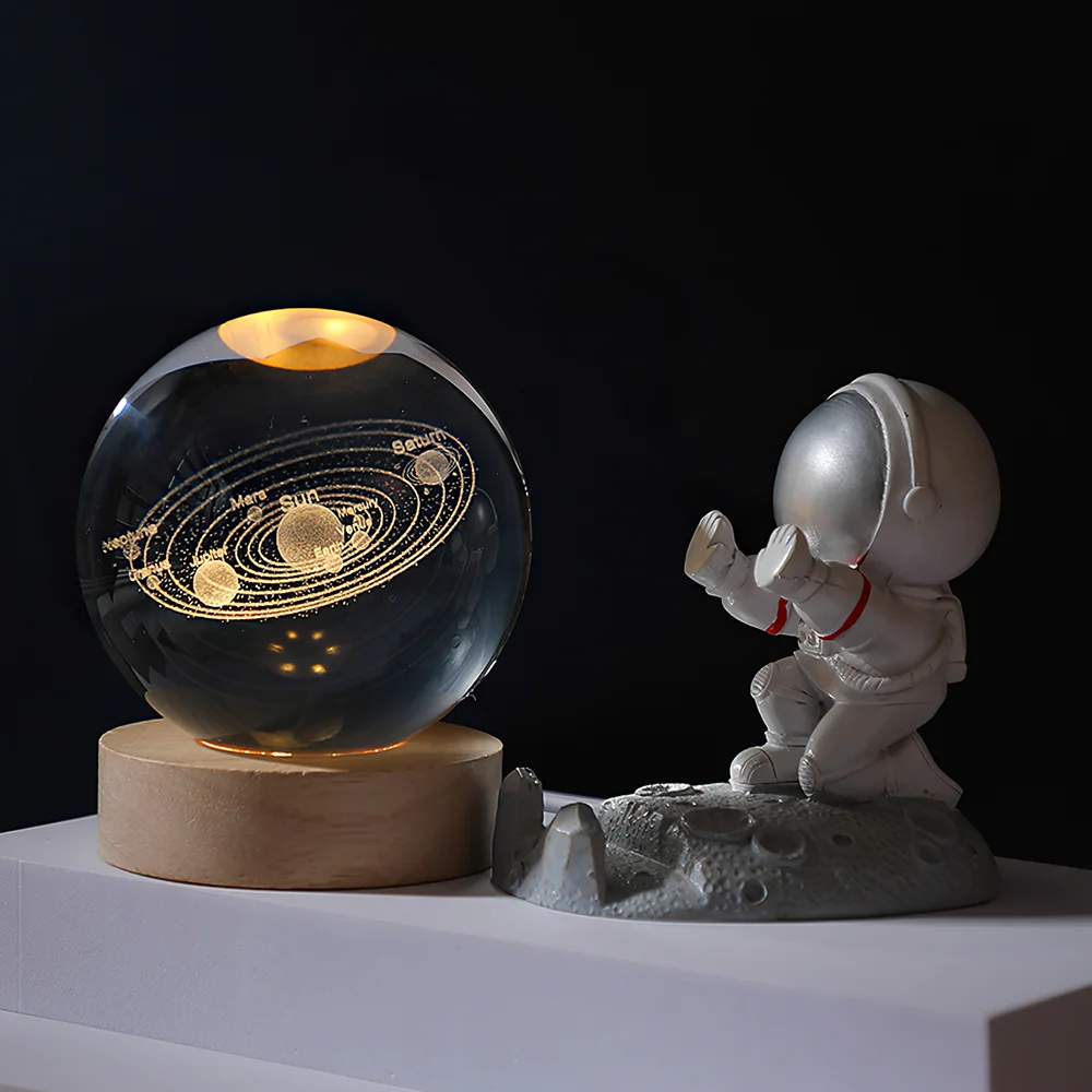 Led Astronaut 3D Crystal Ball Glass Night Light RGB Remote Galaxy Starry Sky Moon Light for Home Table Lamp Room Decor Lamp Gift images - 6