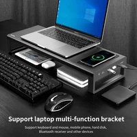 usb 3 0 wireless charging monitor stand aluminum computer riser support transfer data charging desk computer screen stand base