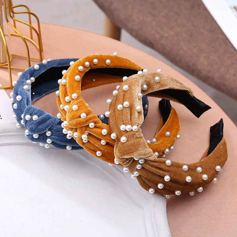 

Fashionable Elegant Simple Women Girls Pearl Hair Band Headband Wide Side Hair Band Hair Hoops Holder Ornament Jewelry