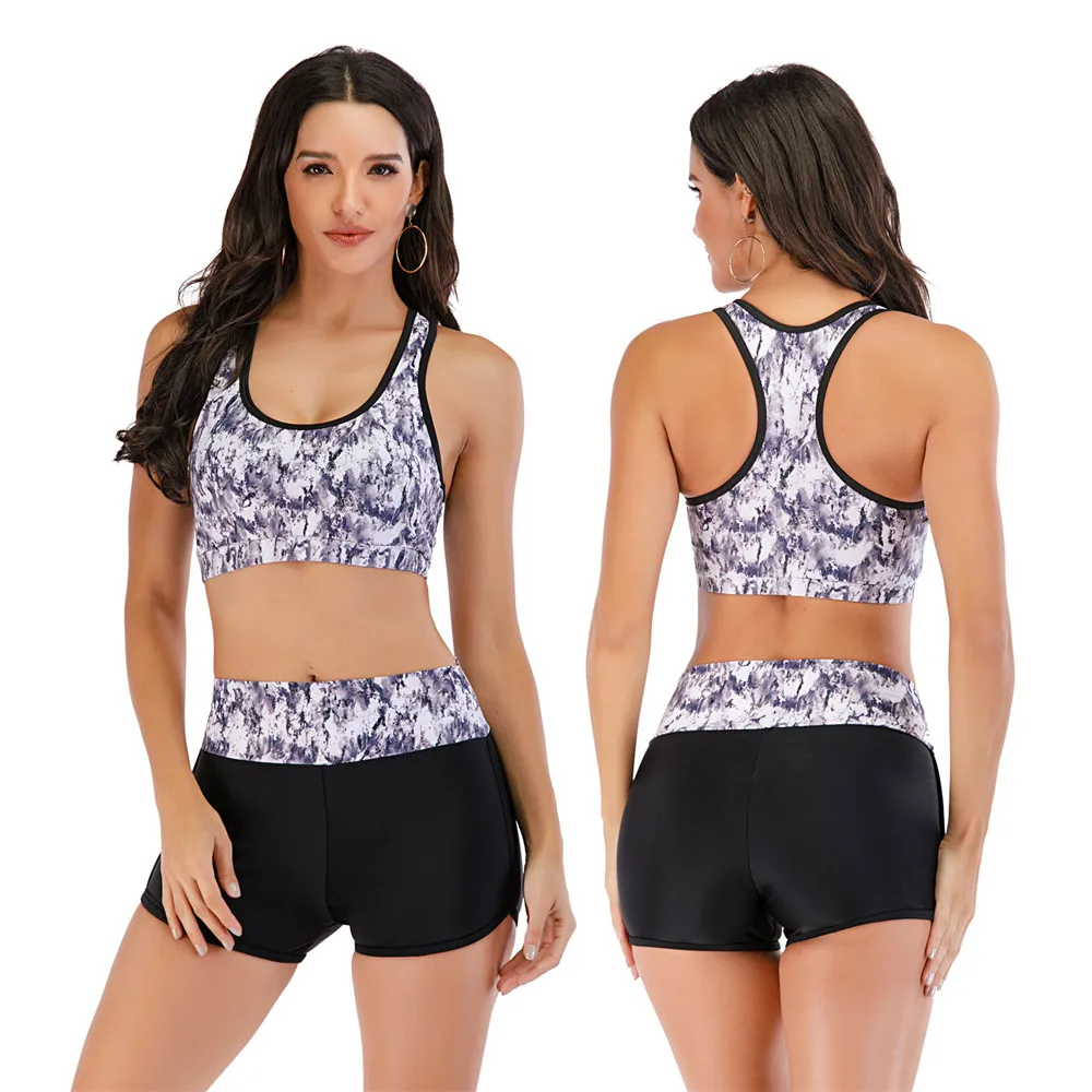 Plus Size Bikini Women Print Swimwear Sport Style Swimsuit Shorts Biquini High Waist Tankini Crop Top Bathing Suit Mujer Beach