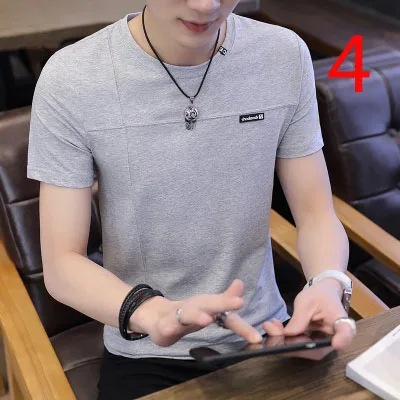 

Short-sleeved t-shirt men's thin section solid color mercerized cotton men's short-sleeved t-shirt large size half-sleeved shirt
