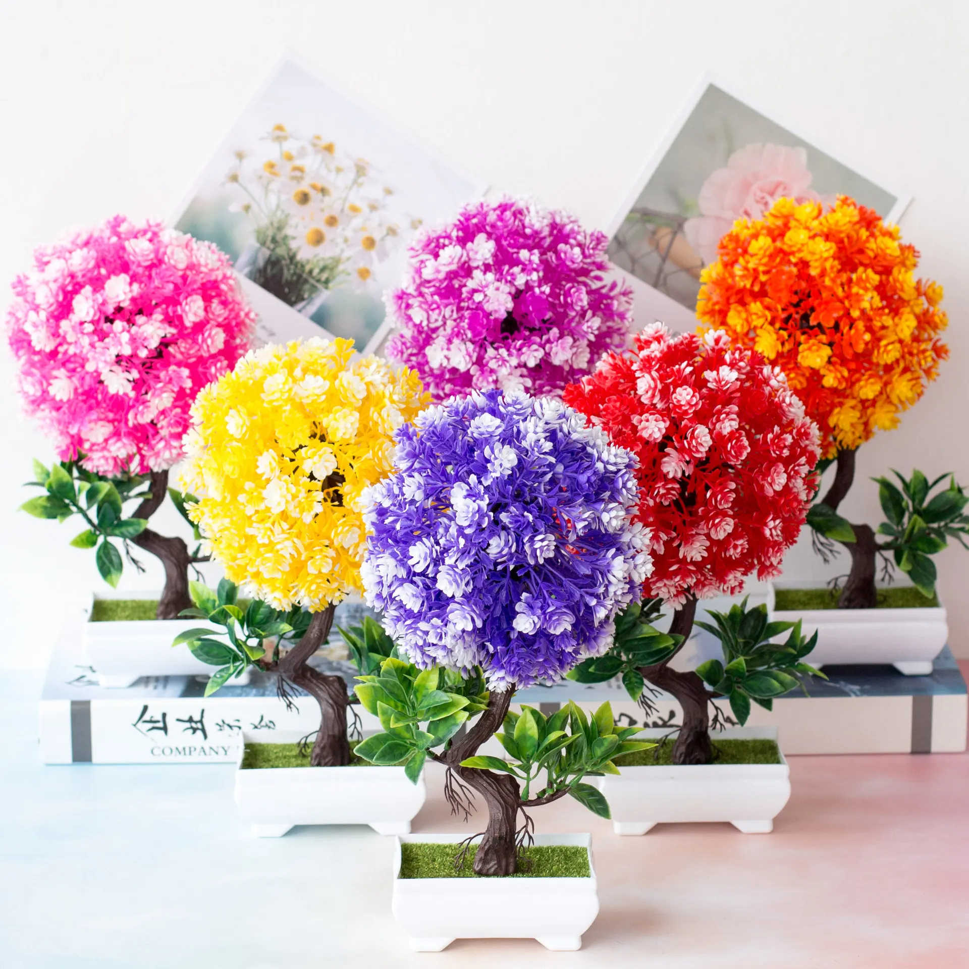 Бонсай Искусственные цветы камелии в горшке искусственные растения украшение