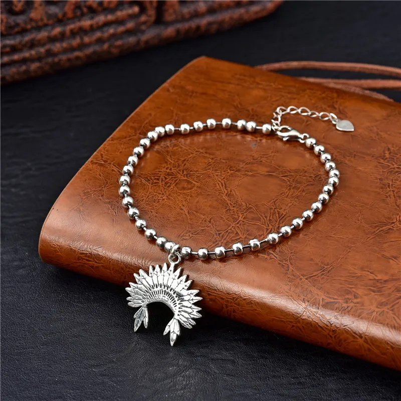 Hot Sale 100% Sterling Silver 925 Indian Pendant Bead Bracelet Woman Party Boutique Wedding Gift | Украшения и аксессуары