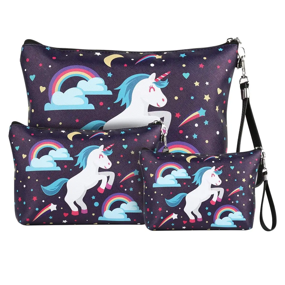 

3pcs/set Unicorn Cosmetic Bags Women Men Zipper Makeup Bags Organizer Beauty Make Up Bath Wash Handbag Case Bag