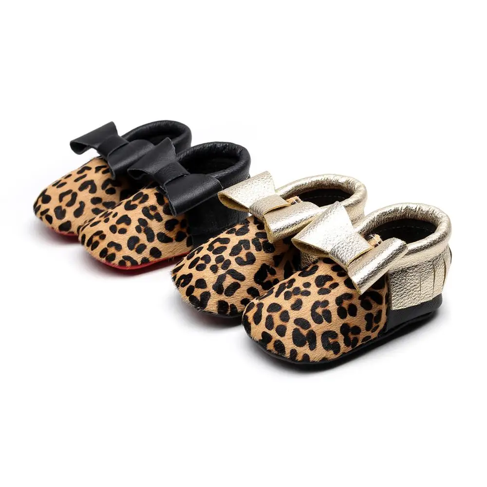 Леопардовая обувь с большим бантом для маленьких девочек принцессы из