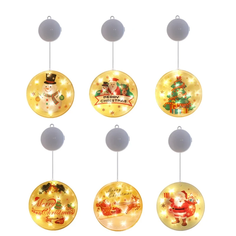 

6Pack Christmas Hanging Lights LED Decorative Hanging 3D Lights For Indoor Windows Wall Door Bedroom Outdoor Decorations