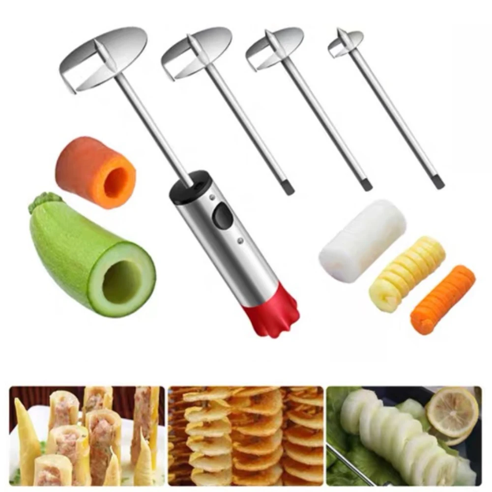 

Vegetables Drill Stainless Steel Fruit and Vegetable Corer with 4 Size Blades for Coring Hollowing Kitchen Tool
