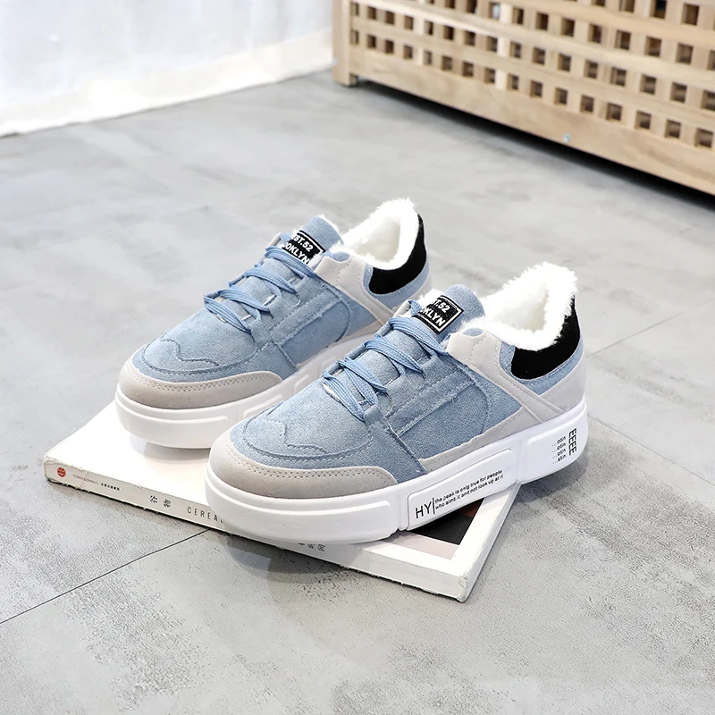 Женские кроссовки с мехом розовые повседневные для пробежек прогулочная обувь