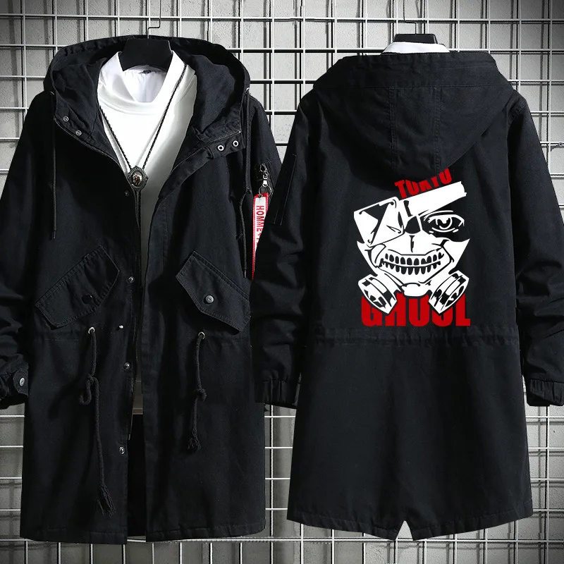 Anime Tokyo Ghou Kaneki Ken Simple Fashion Jacket Style Changchun Autumn Casual Loose Trench Coat | Мужская одежда