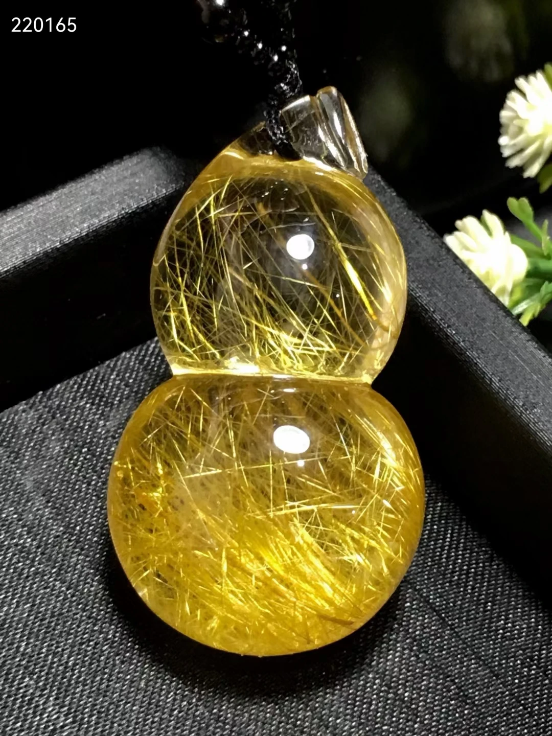 

Top Natural Gold Rutilated Quartz Gourd Pendant 41.22.19mm Gemstone Brazil Waelthy Women Men Jewelry Genuine AAAAAA