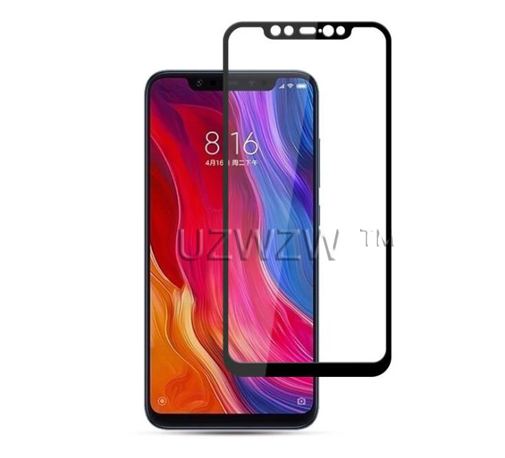 Черный 2 шт для Xiaomi Mi 8 Стекло полное покрытие закаленное стекло для Xiaomi Mi 8 Защита экрана 9H твердое защитное стекло - Цвет: Черный