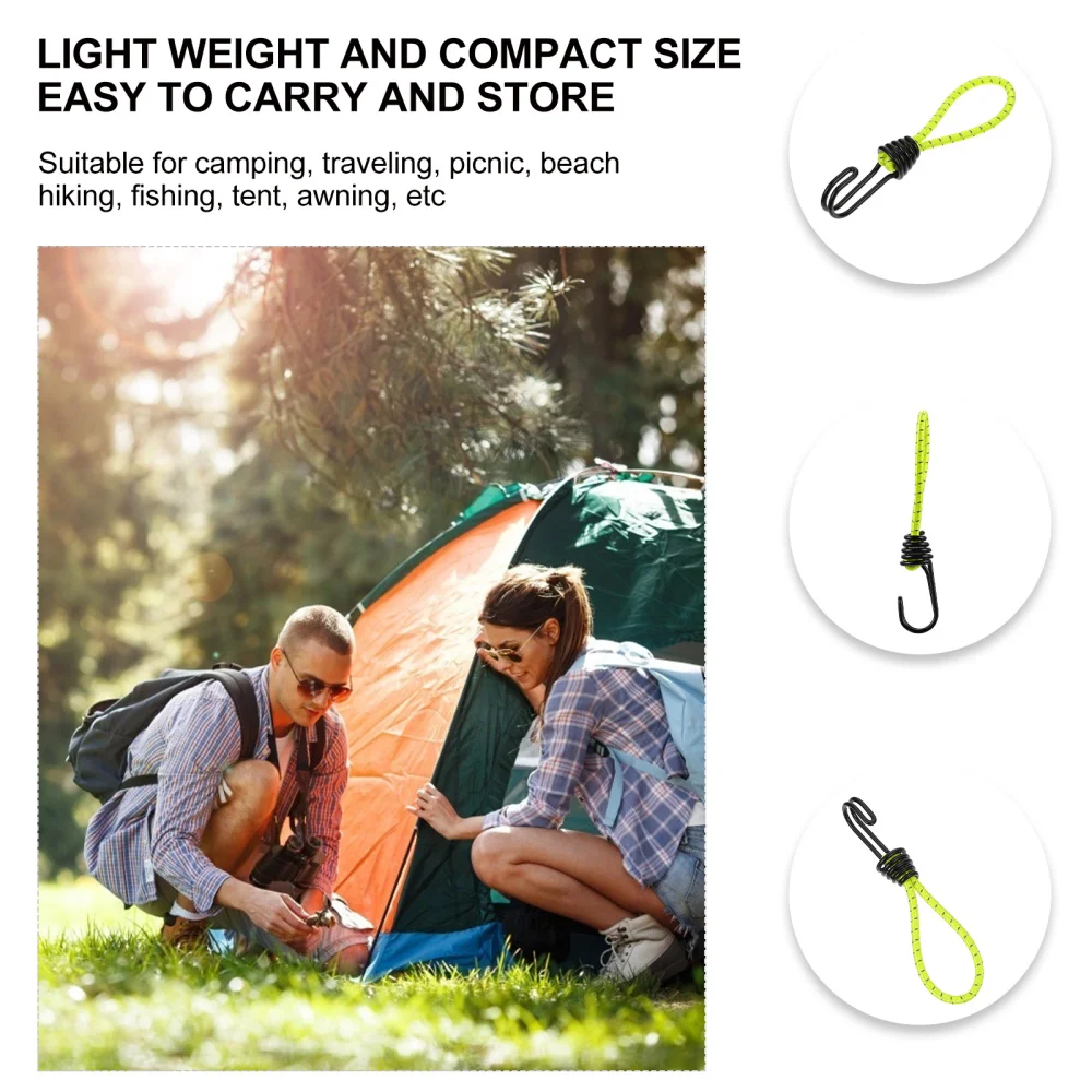 

8Pcs Tent Elastic Rope Buckles Practical Awning Hook Rope Camping Supplies