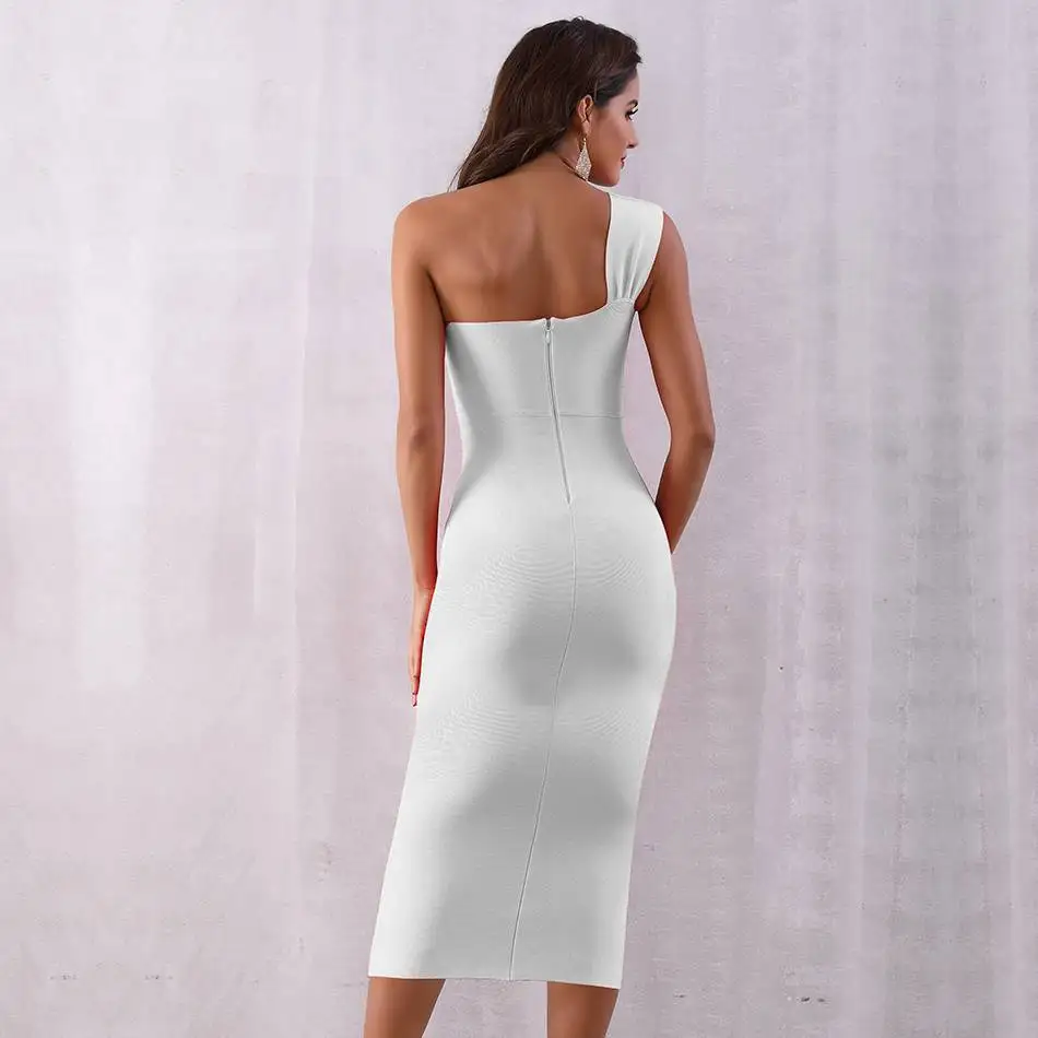 Seamyla сексуальные бандажные платья Новая мода одно плечо Bodycon Вечерние платья знаменитостей белые красные черные Vestidos Клубная одежда