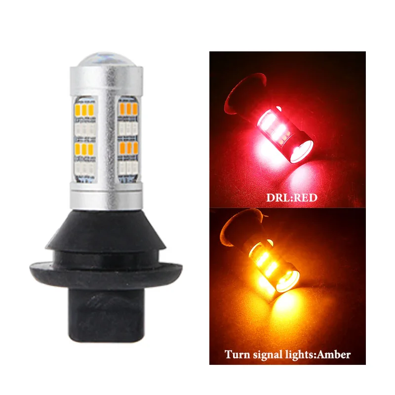 Red to Yellow 2X T20 W21W WY21W 7440 BA15S BAU15S 1156 42 2835 Автомобильный светодиодный дневной светильник тумана светильник поворотные парковочные DRL внешний светильник источник - Цвет: Red to Yellow
