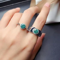 meibapj new arrival 1 carat glittering green moissanite diamond fashion ring for lovers 925 sterling silver fine wedding jewelry