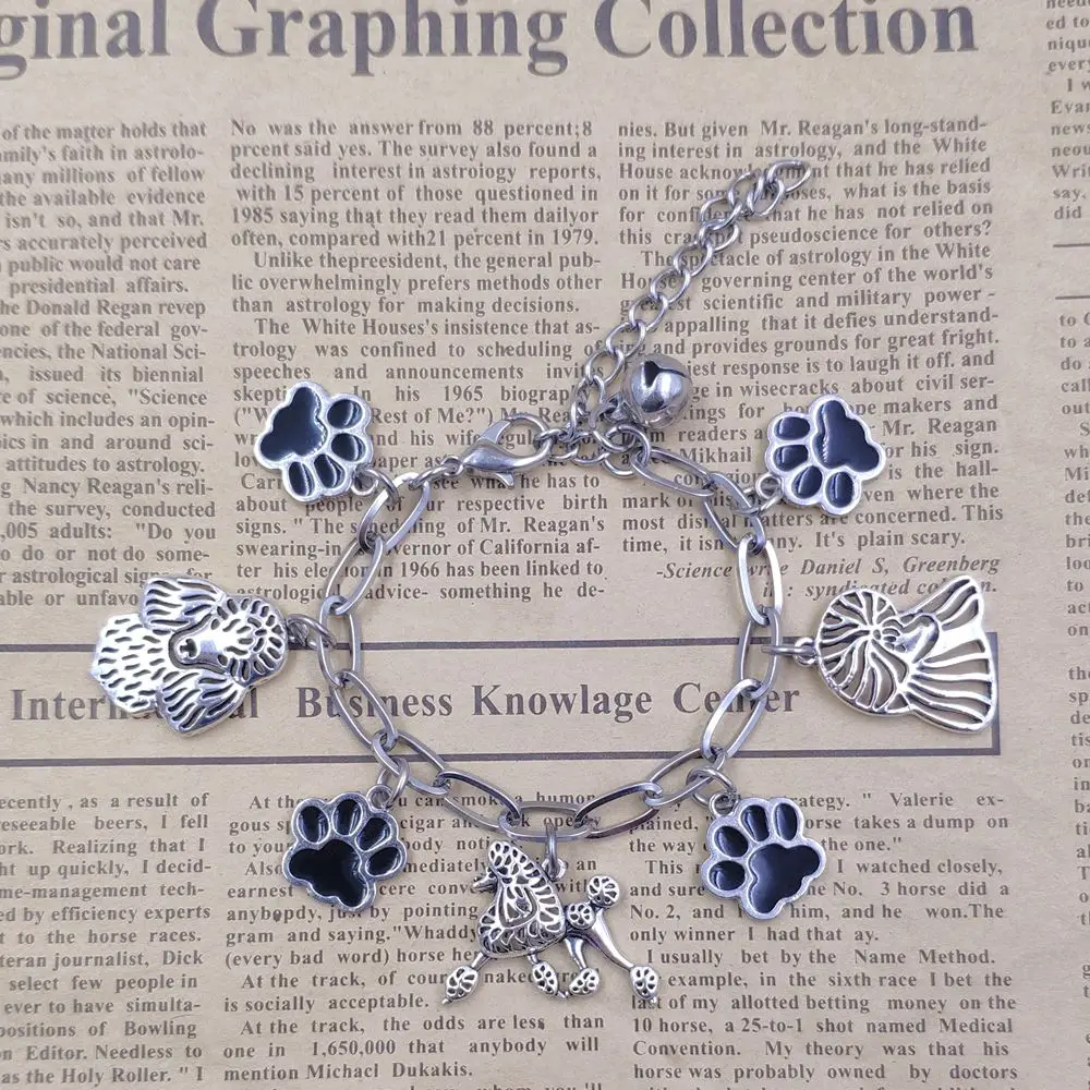 Браслет-цепочка с подвеской в виде собаки животных для мужчин и женщин пудель