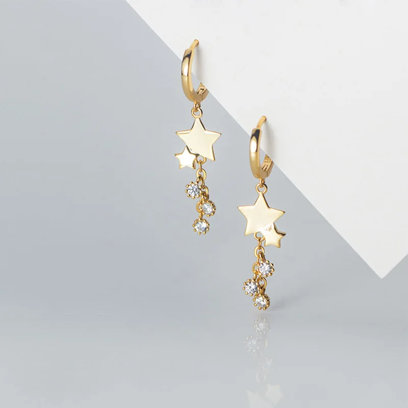 Женские длинные серьги-кольца из серебра 925 пробы с фианитами | Украшения и