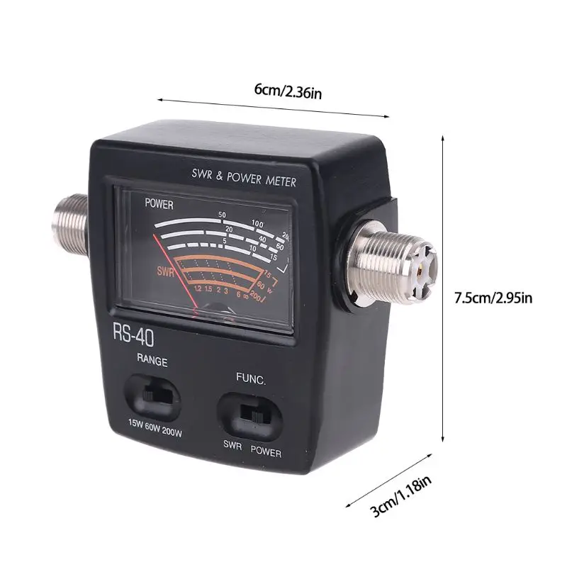 

NISSEI RS40 Power SWR Meter RS-Measurable Up to 200W Power Range with Adapter Connector Walkie Talkie Accessories