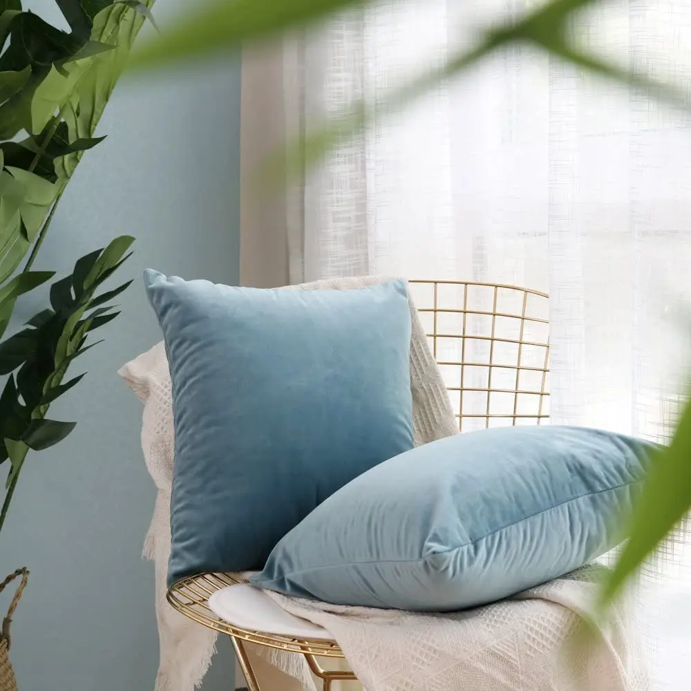 

18 Inch Pack of 2, Velvet Soft Solid Decorative Square Throw Pillow Covers Set Cushion Cases Pillowcases for Sofa Bedroom Car