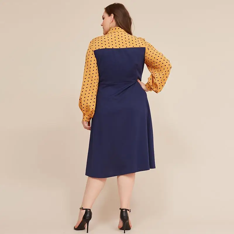 Женское платье с длинным рукавом элегантное офисное Повседневное большого