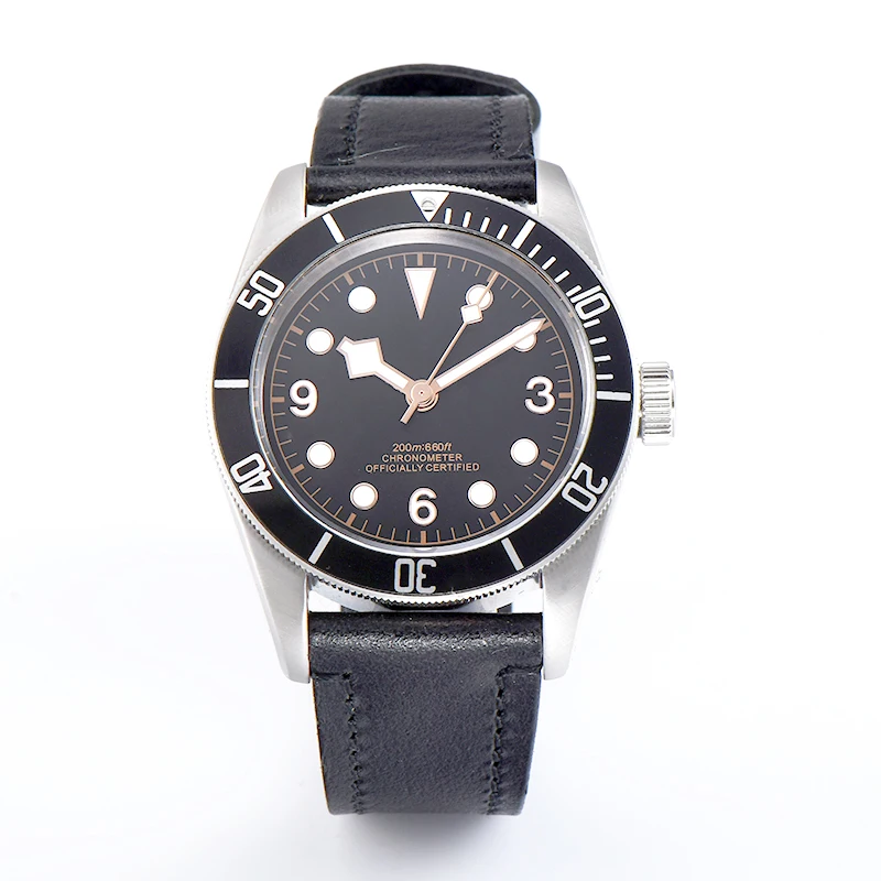 Corgeut 41 мм стерильный черный циферблат золотой знак SS чехол черная рамка