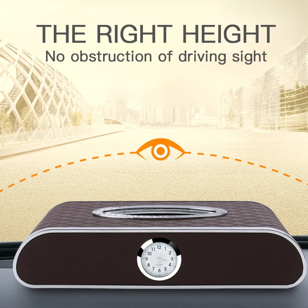 Кожаная многофункциональная коробка для салфеток лица держатель с часами дома